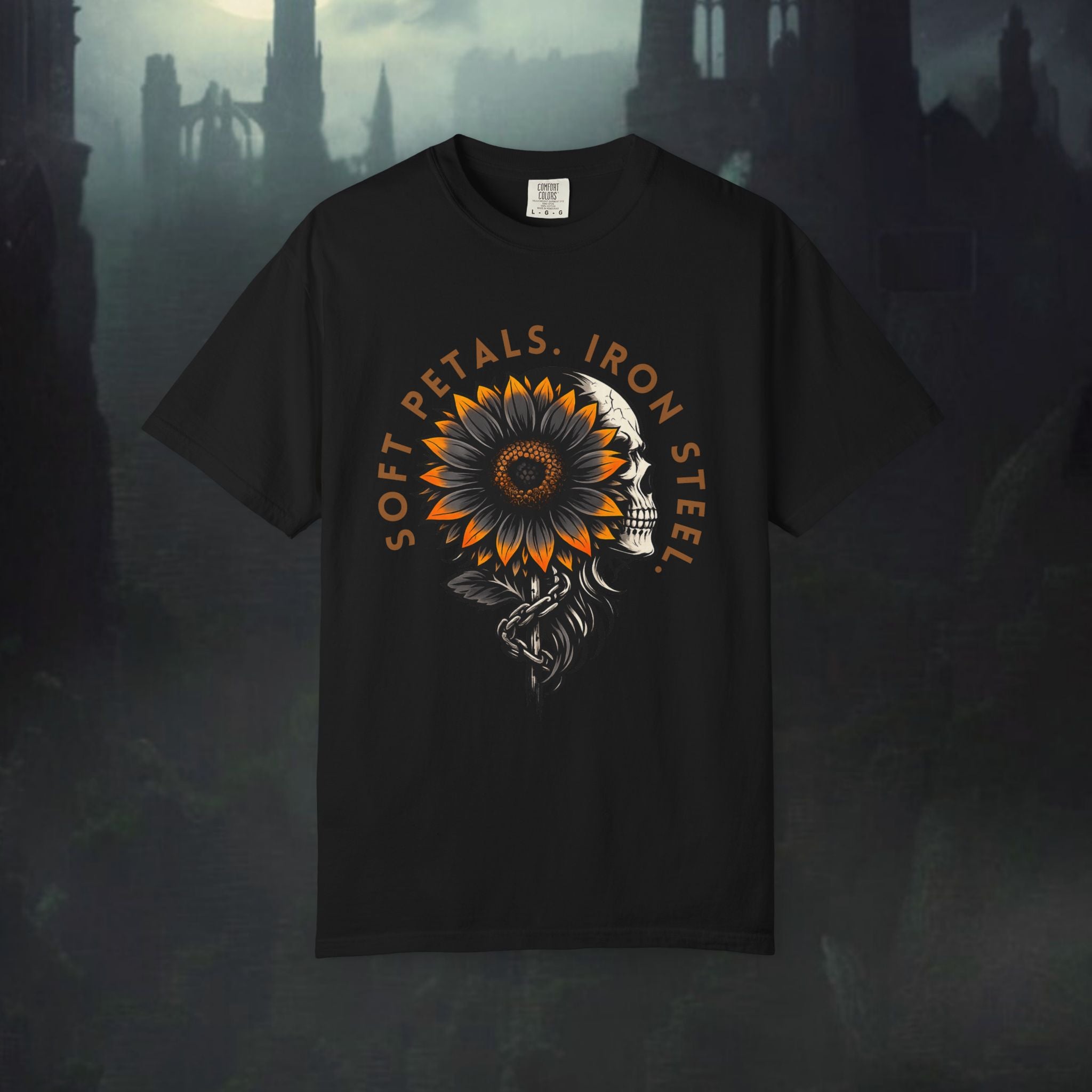 'Soft Petals. Iron Steel' Graphic Tee