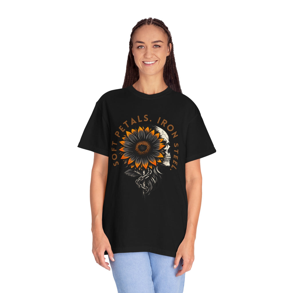 'Soft Petals. Iron Steel' Graphic Tee