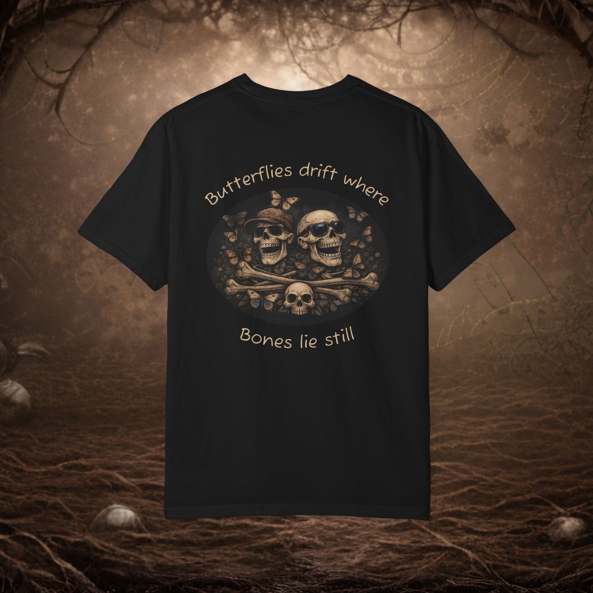 'Butterflies Drift Where Bones Lie Still' Graphic Tee