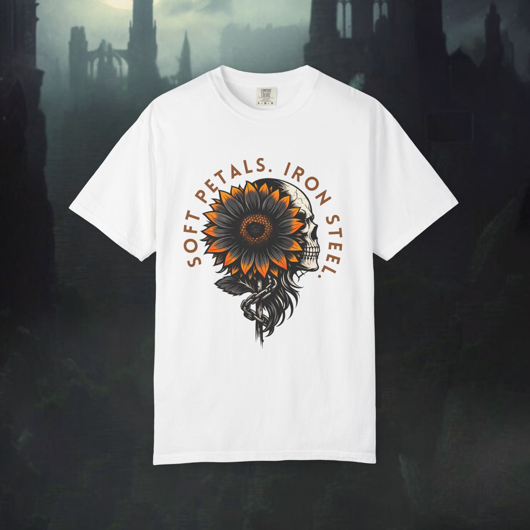 'Soft Petals. Iron Steel' Graphic Tee